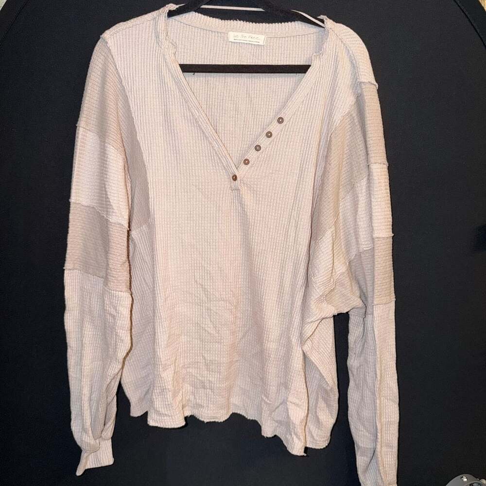 We The Free Henley Thermal Waffle Knit Top #0727